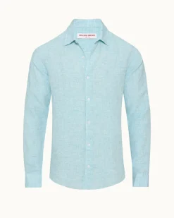 Orlebar Brown Giles Linen AQUABLUE/WHITE Flash Sale