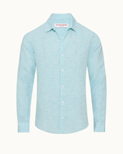 Orlebar Brown Giles Linen AQUABLUE/WHITE Flash Sale