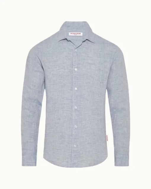 Orlebar Brown Giles Linen NAVY/WHITE Cheap