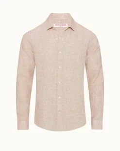 Orlebar Brown Giles Linen EMBER/WHITE Shop