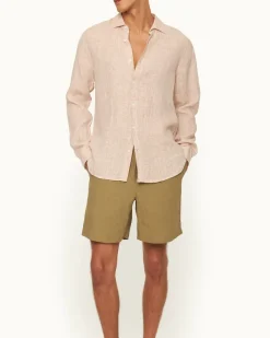 Orlebar Brown Giles Linen EMBER/WHITE Shop