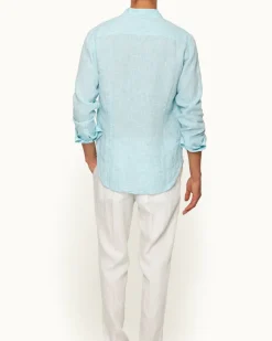 Orlebar Brown Giles Linen AQUABLUE/WHITE Flash Sale