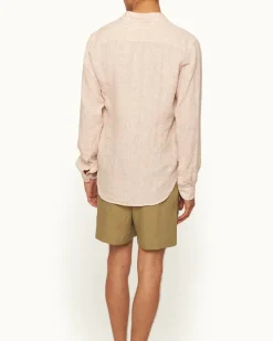 Orlebar Brown Giles Linen EMBER/WHITE Shop