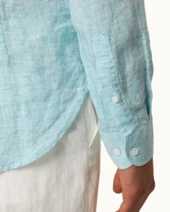 Orlebar Brown Giles Linen AQUABLUE/WHITE Flash Sale