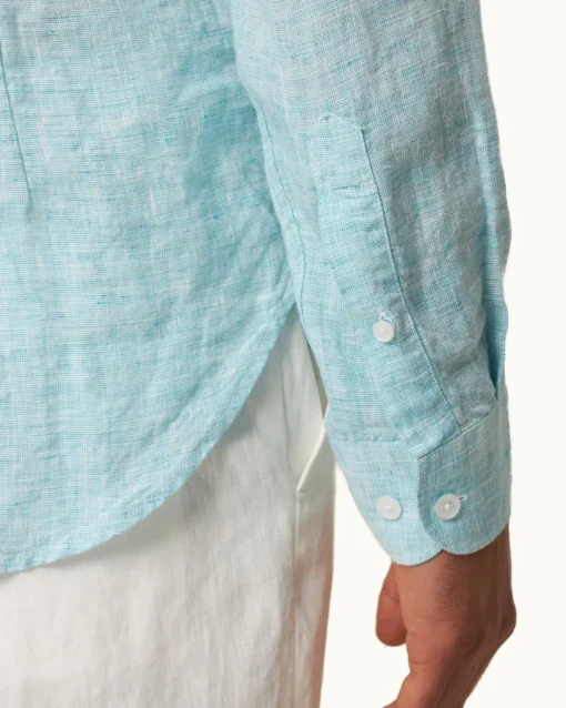 Orlebar Brown Giles Linen AQUABLUE/WHITE Flash Sale