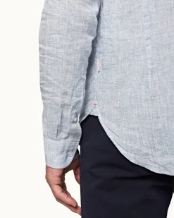 Orlebar Brown Giles Linen NAVY/WHITE Cheap